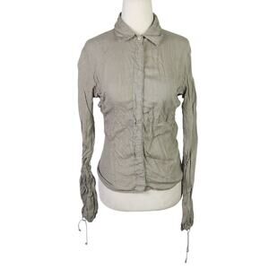 Mason's Woman Rites Taupe Grey Linen Snap Front Top S
